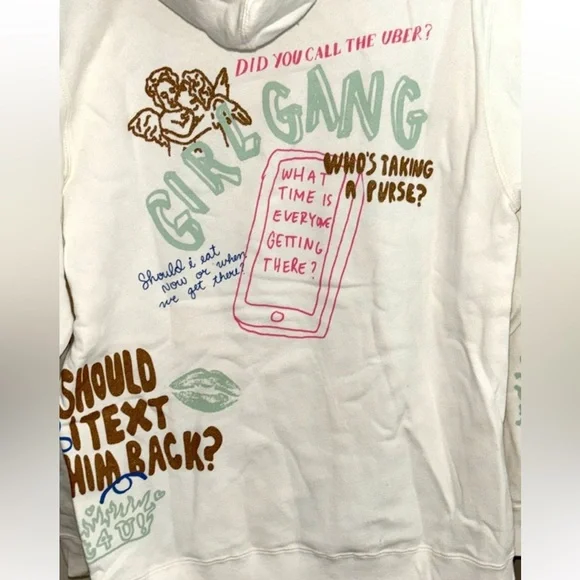 Lonely Ghost Girl Gang white graphic Hoodie Sweatshirt Womens Size Large - Picture 2 of 5